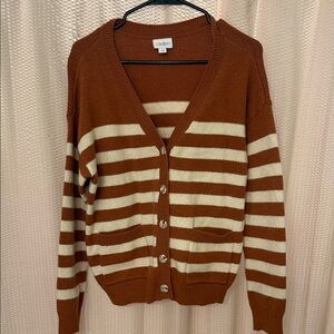 LuLaRoe Brown and Cream Striped Cardigan